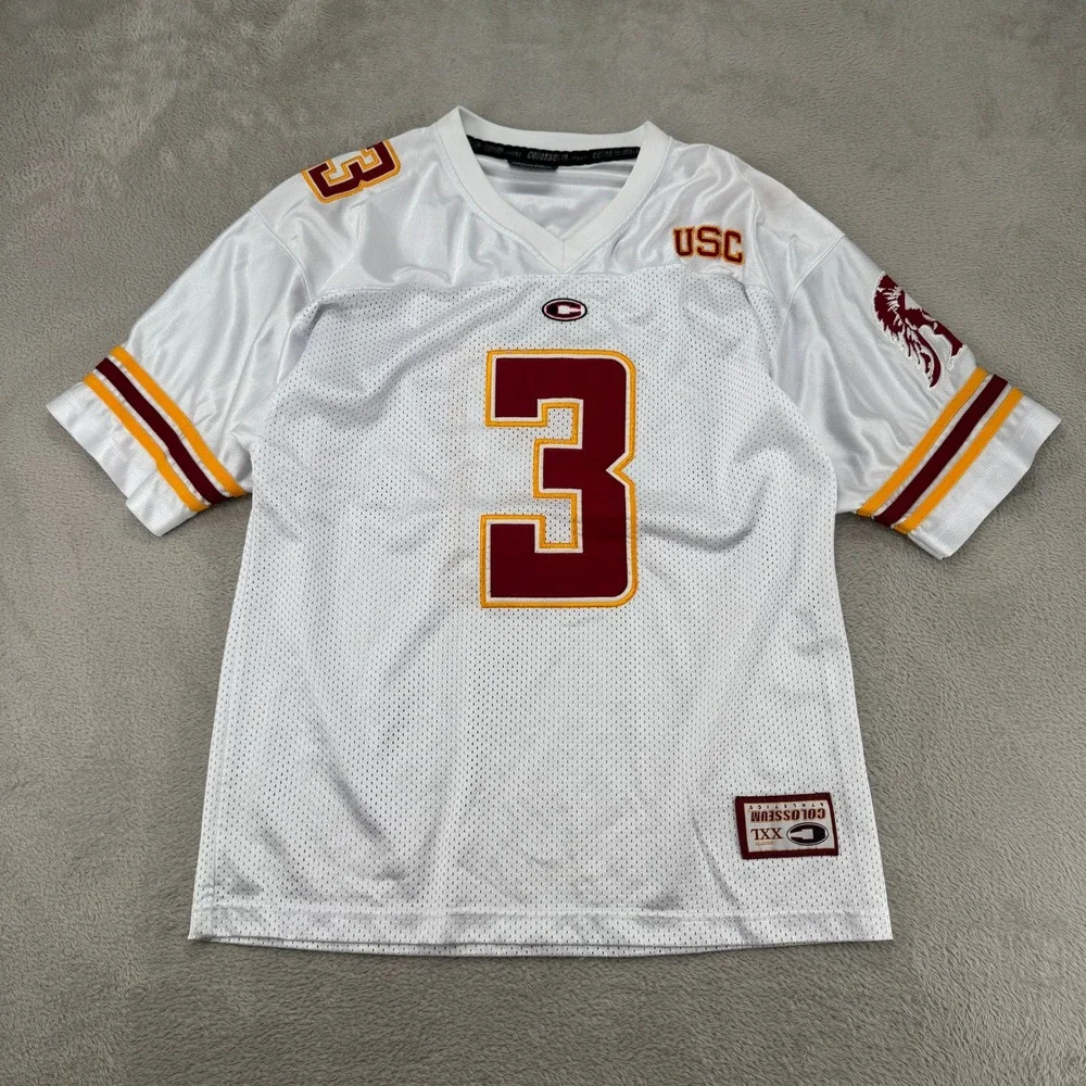 Colosseum USC Trojans Jersey Mens Medium White Preowned #3 Football Mesh